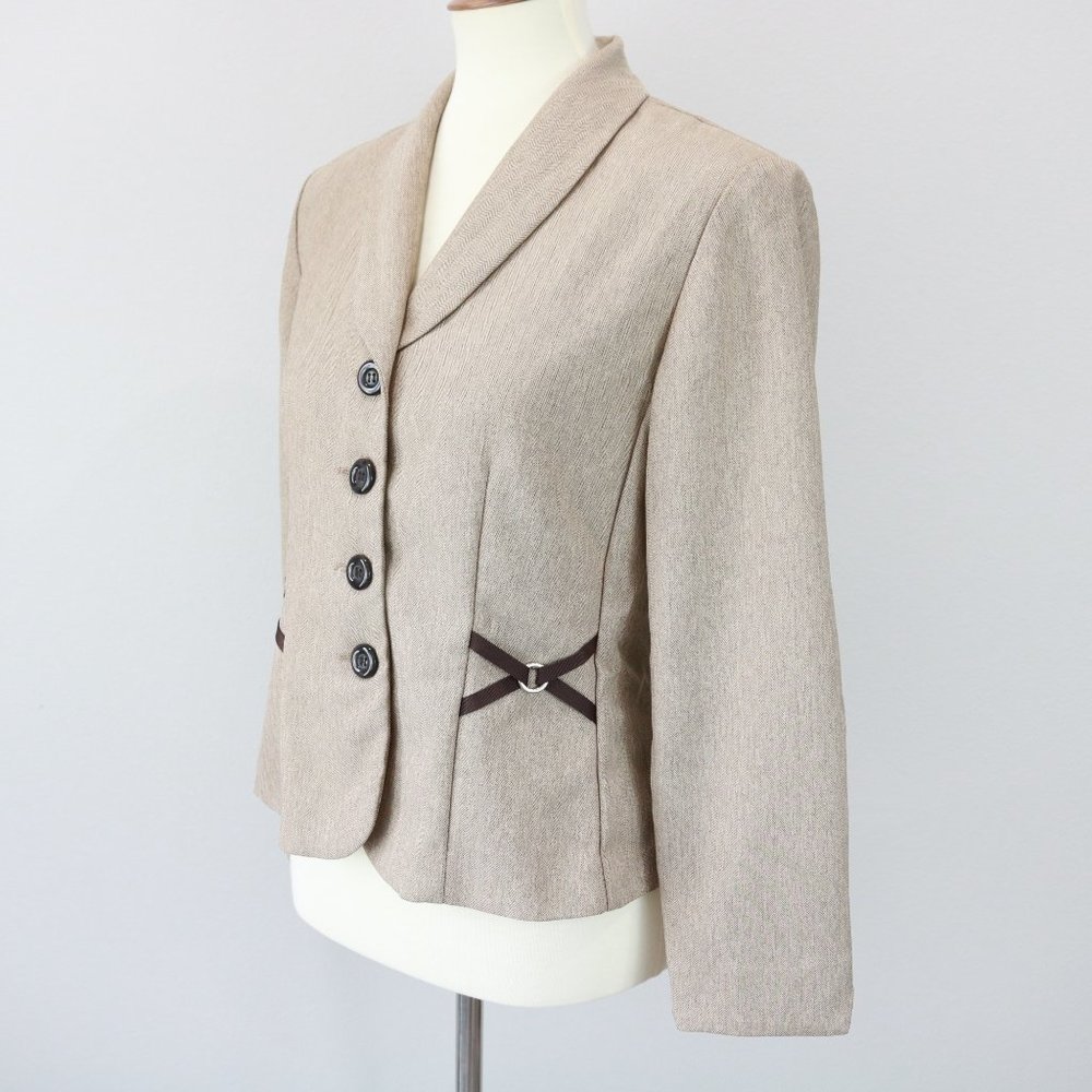 Perceptions Petite Brown Zig Zag Chevron Blazer - image 4